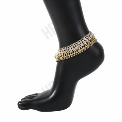 China Reference Picture Crystal Love Heart Charm Anklet Stainless Steel Gold Anklets for sale