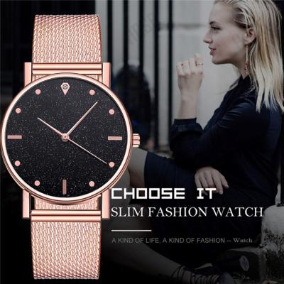 China Luxury Ladies Ladies Rose Gold Watch Clock Watch Fashionable Women's Stainless Steel Band Quartz Wrist Watch for sale