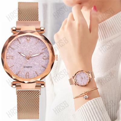 China Luxury Magnetic Starry Lady Wrist Watch Mesh Female Clock Ladies Fashionable Women's Sky Watch 2021 for sale