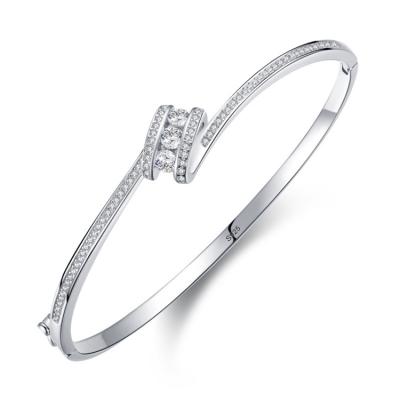 China Luxury FASHIONABLE Diamond Bracelet Bangle 925 Sterling Silver Simple Industrial Twist Women's Bracelet for sale