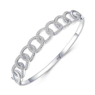 China Stylish FASHIONABLE Bracelet 925 Sterling Silver simple Circle Connection Chain Diamond Crystal Bangle For Women Girls micro de bracelet for sale