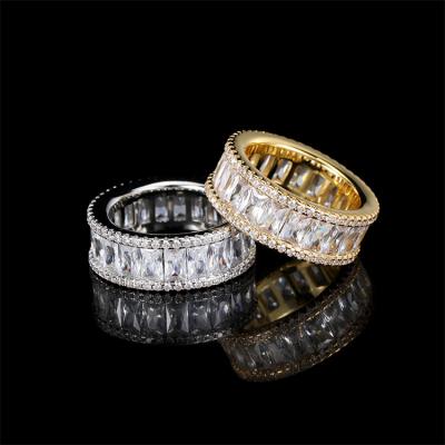 China FASHIONABLE AAA High End Zirconia Pave Rings Baguette Diamond Engagement Ring For Men And Women for sale