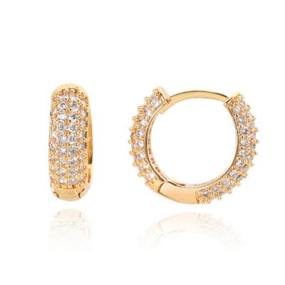 China TRENDY hip hop jewelry 18k gold plated to pave full diamond huggie circle earrings for women for sale