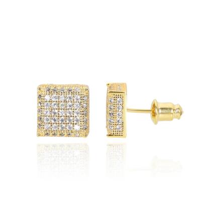 China FASHIONABLE Hot Sale Jewelry Diamond Small Square Halo Stud Earrings For Women for sale