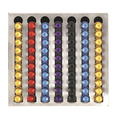 China 2020 Sustainable Wall Mounted Metal Coffee Capsules Rack 70 Pieces Nespresso Coffee Capsules Rack for sale