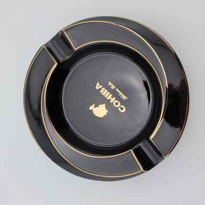 China CLASSIC Cigar Accessories Wholesale Luxury Customizedprinting Logo Diy Porcelain Ceramic Cigar Ashtray for sale