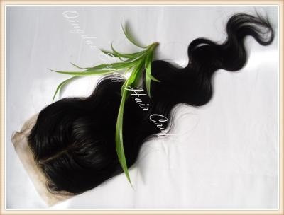 China Silk top closure 4''x4'' peruvian virgin hair natural color,body wave 10''-24''middle part for sale