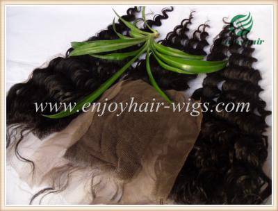 China Lace top closure 4''x4'' ,malaysian virgin hair natural color deep wave 10''-24''length for sale