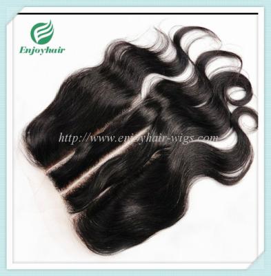 China Lace top closure 5''x5''brazilian virgin hair natural color body wave 10''-24''L three way for sale