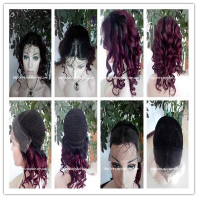 China 100% Human hair lace front wig indian remy hair,120%-180% density,T1b#/99j color. for sale