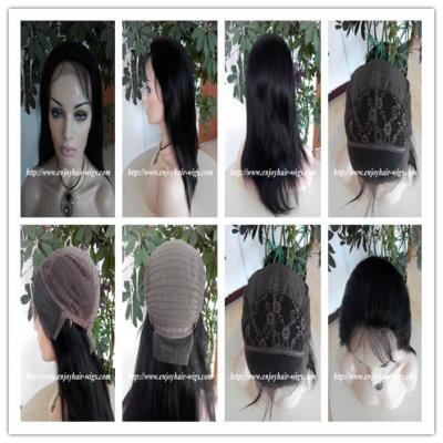 China 100% Human hair lace front wig indian remy silk straight hair,120%-180% density,1b#color. for sale