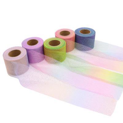 China Fashion Hair Accessories Handmade DIY Tutu Material Rainbow Mesh Tulle Fabric Ribbon for sale