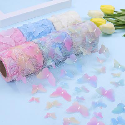 China Multicolor Butterfly Organza Sheer DIY Material Handmade Tulle Mesh Ribbon for sale