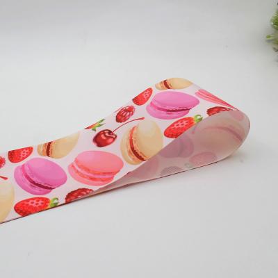 China Ins Macaron Bakery Baking Wrapping DIY Hair accessories Thermal transfer Printed Grosgrain Gift Ribbon for sale