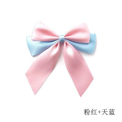 China Free Sample Christmas Customized Self adhesive Pre tie Satin Ribbon Bows For Food Baskets Gift Set Packing for sale