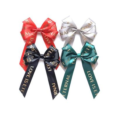 China Personalized Brand name logo Custom Printed Satin Ribbon Gift Ribbon Bow for sale