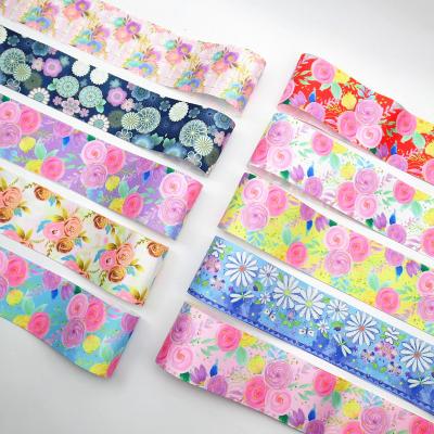 China DIY Hair accessories Flower Pattern Thermal transfer Printing Grosgrain Gift Ribbon for sale