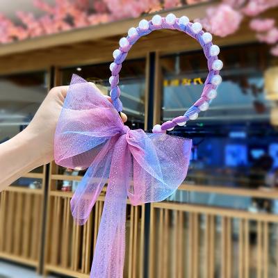 China Wholesale Hair Accessories Girls Plain Fabric Knot Headband Custom Pearl Hair Bands for sale