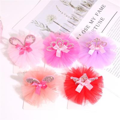 China Children Kids Hair Clips Cute Flower Hair Clips Ribbon and Crown Hair Pins for sale