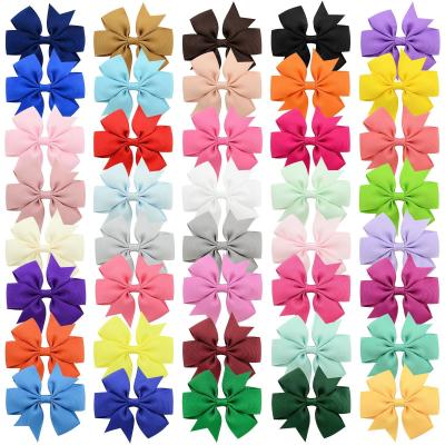 China Solid Color Grosgrain Hair Bow Girls Butterfly Kids Hairclips Hair Accessories Holiday Hairpins for sale