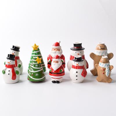 China OEM Porcelain Christmas Figurines Ceramic Custom Hand Painted Statues Sculpture Home Decor Ceramic Christmas Table Ornaments for sale