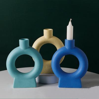 China Home OEM Logo Handmade Porcelain Stick Candle Custom Decoration Stand Ceramic Candlestick Holders Factory for sale