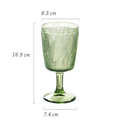 China Luxury and Elegant French Wedding Decoration Juice Continental Embossed Red Wine Goblet Light Glass Wine Glasses Foil for sale