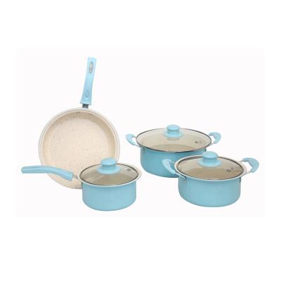 China Household Viable Color Non-stick Soup Pot + Frying Pan + Milk Pot + Stew Pot 13 Piece Cookware Set for sale