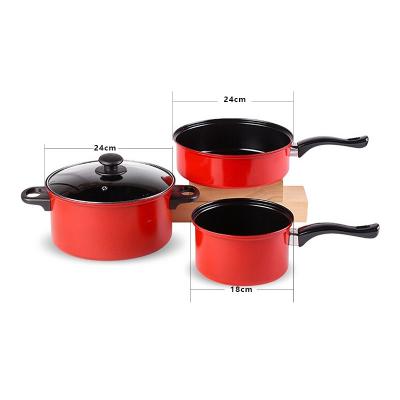 China Viable Wholesale Non-stick Frying Pan Household Kitchen Pots Soup Milk Pot Small Cookware Set of Four for sale