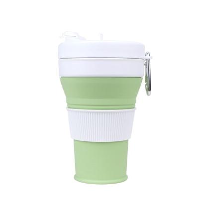 China Viable With Carabiner Straw Coffee Cup Creative Business Gift Silicone Folding Convenient Cup for sale