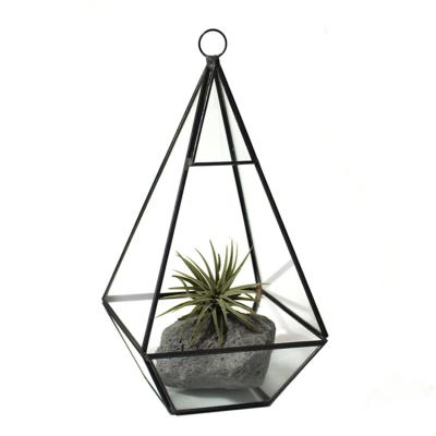 China New Classic/Postmodern Hanging Planter Vase and Wall Geometric Vessel Planter Hanging Glass Less Mini Greenhouse for sale