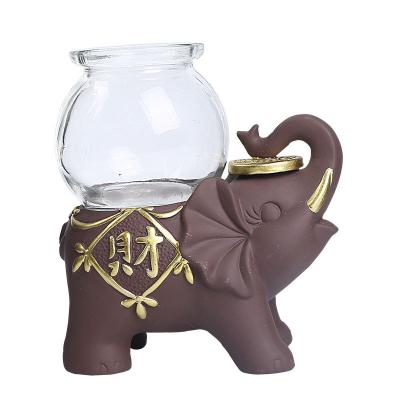 China Mid Century Modern Creative Elephant Hydroponic Vase Glazed Ceramic Vase Home Decoration Ceramic Vase for sale