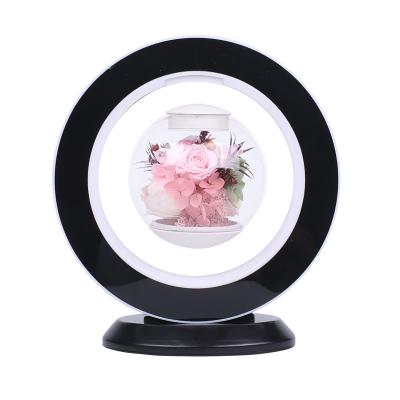 China Special Event Gift 2021 Hot Sale Eternal Roses In Glass Ball Flower Levitating Lamp for sale