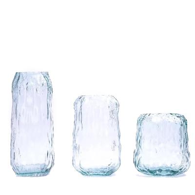 China Cheap-Volume Mid-Century Clear Glass Vase Tall Glass Vase Modern Glass Craft Vase for sale