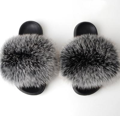 China Factory Wholesale Fashion Style Women CUSHIONING Fur Slippers Peach Fox Fur Slippers for sale