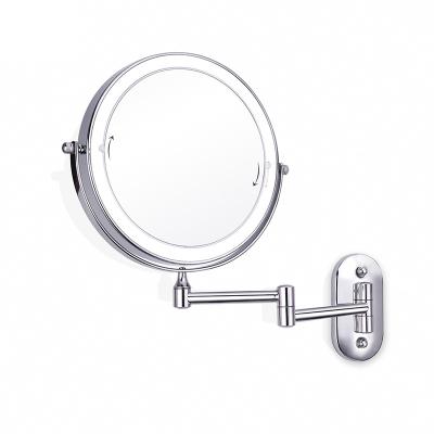 China Lighted 3x Magnifier Luxury Metal Led Wall Mounted Extendable Bathroom Magnification Mirror for sale