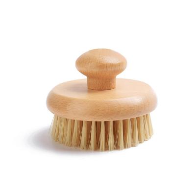 China EXFOLIATE Custom Logo Natural Wooden Sisal Boar Bristle Cellulite Exfoliating Dry Body Skin Bath Knots Spa Massage Brush for sale