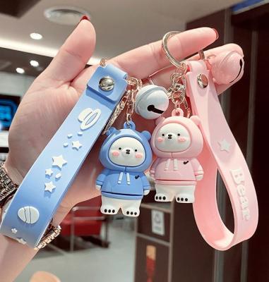 China Daliy Fashion Cartoon PVC Kids Girls Soft Rubber Animal Bear Car Key Chain Accessories for sale