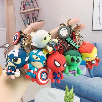 China Mini Cute Daliy PVC Cartoon Avengers Marvel Hero Bag Car Key Dangle Rubber Key Chain For Kids for sale