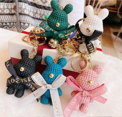 China Fashion Cute Multi Color Resin Cartoon Rabbit Car Key Chain Creative Gift For Women for sale