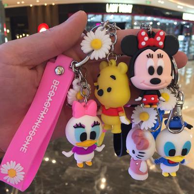 China Cute Silicone 3D Cartoon Anime Doll Cute Bag Dangling Key Chain For Car Creative Gift For Women for sale