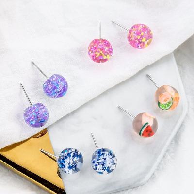 China 2022 Resin Cute Design Cute Girl's Cute Magic Ball Stud Earrings For Women Jewelry for sale