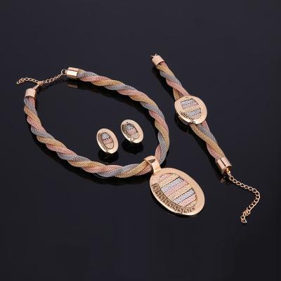 China 2022 New Trendy Fashion Bracelet Jewelry Set Necklace Earrings Set For Women Party for sale