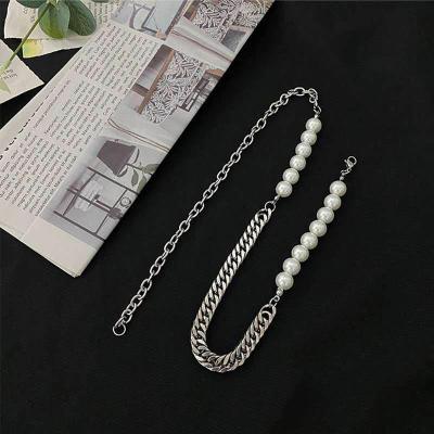 China Hiphop Hip Hop Pearl Jewelry Stainless Steel Collar Necklace For Men for sale