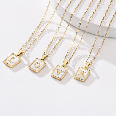 China Hiphop Gold Plated Stainless Steel Letter A-Z Initial Necklace For Women for sale