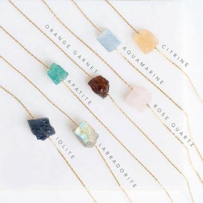 China FASHIONABLE Natural Raw Birthstone Pendant Healing Crystal Necklace For Women for sale