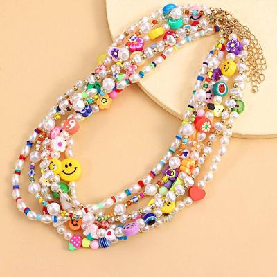 China Fruit Necklace Plastic Polymer Clay Pearl Necklace Casual/Sporty Fashion Jewelry For Kids for sale