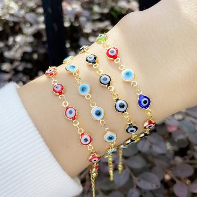 China BOHEMIA Fashion Bohemia Multi Color 18K Gold Plated Eye Charm Friendship Jewelry Bangle Bracelet For Women for sale