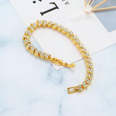 China Romantic Crystal Bracelet Jewelry Gold Plated Luxury Fashion 3 Colors Bracelet With Zircon For Women for sale