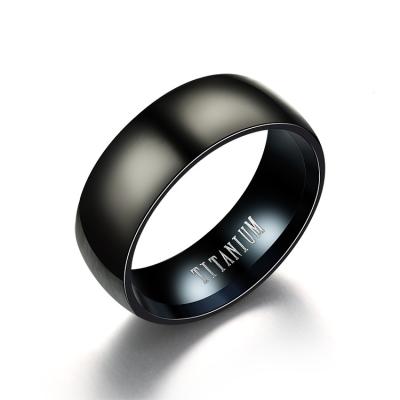 China Fashion 8MM CLASSIC TITANIUM Steel Black Rings Jewelry For Men Women for sale